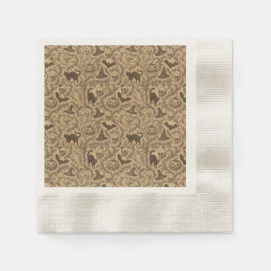 Antikes viktorianisches Halloween-Muster mit Geist Serviette