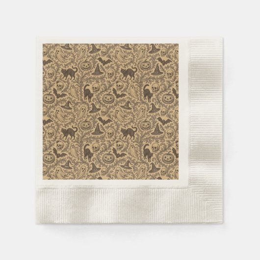 Antikes viktorianisches Halloween-Muster mit Geist Serviette (Vorderseite)