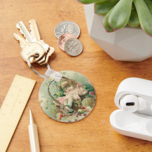 Antikes viktorianisches Kind, Mädchen Frühlings-Ob Schlüsselanhänger