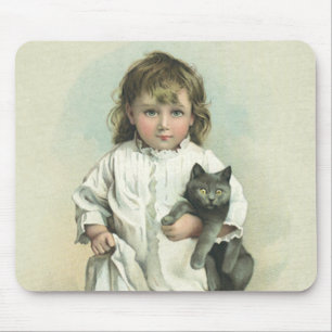Antikes viktorianisches Mädchen in Nachthemd mit i Mousepad