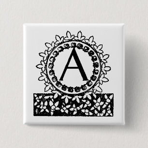 Antikes viktorianisches Monogramm Buchstabe A Button