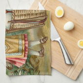Antikes viktorianisches Ostern Geschirrtuch (Viertel Falte)
