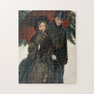 Antikes viktorianisches Paar beim Spaziergang im S Puzzle