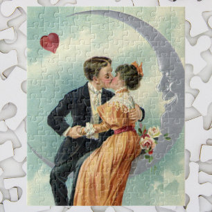 Antikes viktorianisches Paar küsst sich auf einer  Puzzle