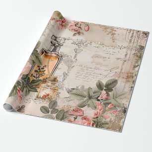 Antikes viktorianisches Parfüm-Decoupage Geschenkpapier