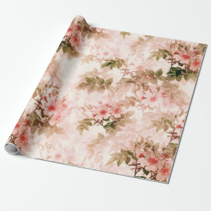 Antikes viktorianisches rosa Blumenmuster Elegant  Geschenkpapier