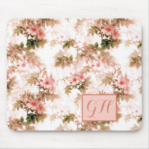 Antikes viktorianisches rosa Blumenmuster Elegant Mousepad