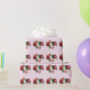 Antikes viktorianisches rosa Rosen-Handwerk / Gesc Geschenkpapier