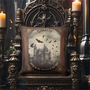 Antikes viktorianisches Schloss von Dracula Romant Kissen