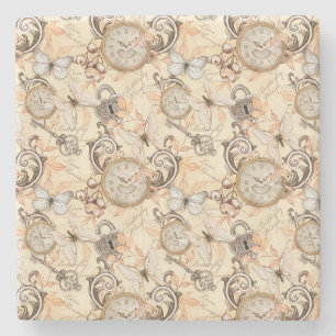 Antikes viktorianisches Shabby-Chic-Land-Muster Steinuntersetzer