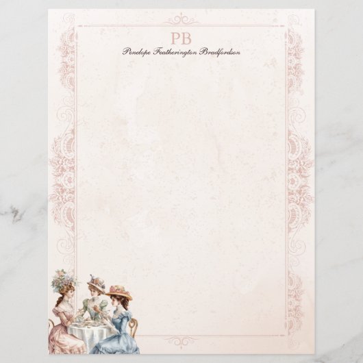 Antikes viktorianisches Teemonogramm-Schreibpapier (Vorderseite)