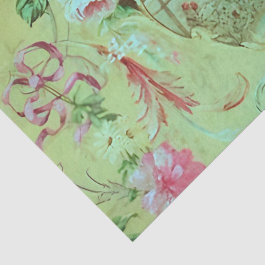 Antikes Viktorianisches Toiläum Grüne Decoupage Seidenpapier (Detail)