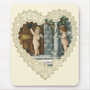 Antikes viktorianisches Valentinstag, Engel mit Br Mousepad