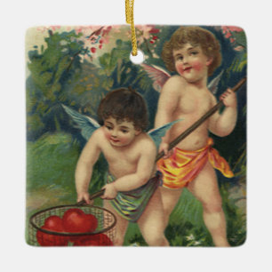 Antikes viktorianisches Valentinstag-Geschenk der Keramikornament
