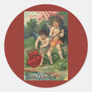Antikes viktorianisches Valentinstag-Geschenk der  Runder Aufkleber