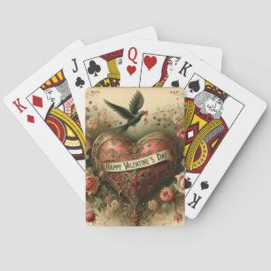 Antikes/ viktorianisches Valentinstagsherz Spielkarten