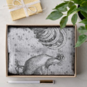 Antikes Vintag Grau Rooster Hen Französisches Scri Seidenpapier (Geschenk)