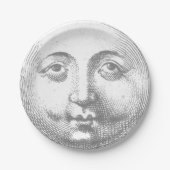 Antikes Vintag-graues Moon-Gesicht Pappteller (Vorderseite)