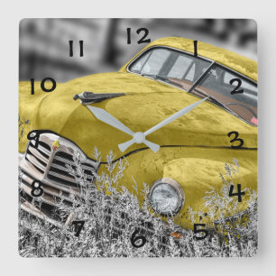 Antikes Vintage-Auto Quadratische Wanduhr