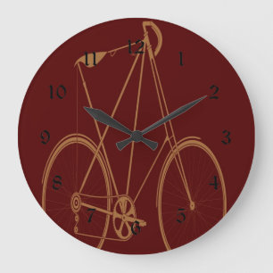 Antikes Vintage-Fahrrad Rot Beiges Fahrrad Radfahr Große Wanduhr