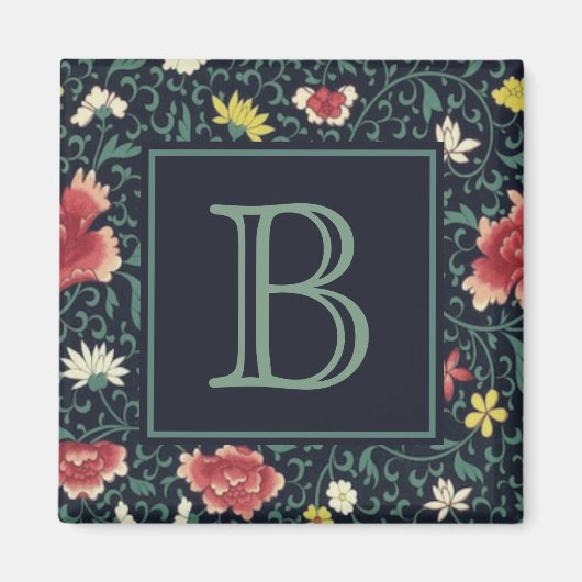 Antikes vintage hübsches florales Monogramm Magnet (Vorne)