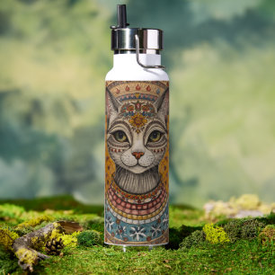Antikes, Vintage Katzen- und Motivmuster Wasser  Trinkflasche