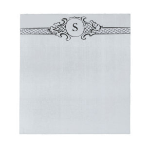 Antikes Vintage-Monogramm Grau Blau Hochzeit Notizblock