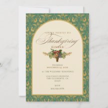 Antikes Vintage Türkis & Gold Thanksgiving-Dinner