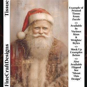 Antikes Vintage-Weihnachtsmann-Portrait DZ1LF Deco Seidenpapier