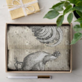 Antikes Vintages Beige Rooster Hen Französisches S Seidenpapier (Geschenk)