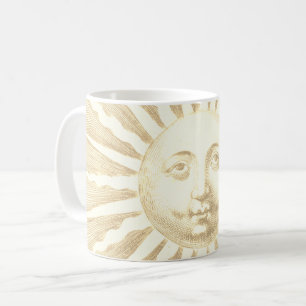 Antikes Vintages Beige Weißes Sonnenbild Kaffeetasse