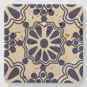 Antikes Vintages Blaues Südwestmuster Steinuntersetzer