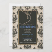 Antikes Vintages Damasken Party Einladung (Vorderseite)