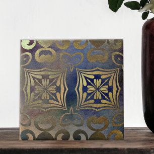 Antikes Vintages edles Kupfer und blaues Mosaik Fliese