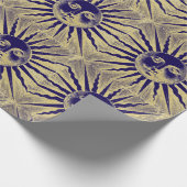 Antikes Vintages Gold Blue Sun Gesicht Geschenkpapier (Ecke)