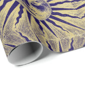 Antikes Vintages Gold Blue Sun Gesicht Geschenkpapier (Rolleneckpunkt)