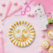 Antikes Vintages goldgelbes Sonnengesicht Pappteller (Party)