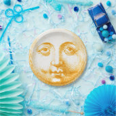 Antikes Vintages goldgelbes Sonnengesicht Pappteller (Party)