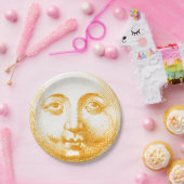 Antikes Vintages goldgelbes Sonnengesicht Pappteller (Party)