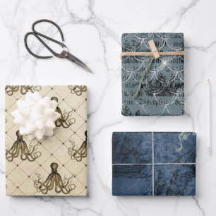 Antikes Vintages Nautik Geschenkpapier Set