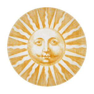 Antikes Vintages Orangensonnenfeld Schneidebrett