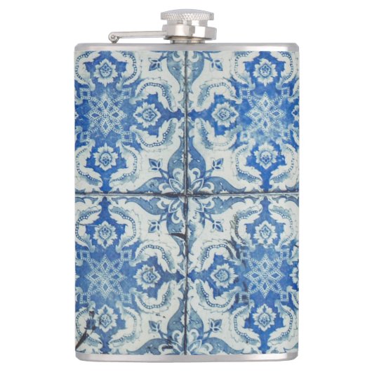 Antikes Vintages portugiesisches Fliesenmuster - A Flachmann (Vorderseite)