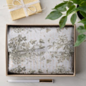 Antikes Vintages Rooster Beige Blumenschrift Seidenpapier (Geschenk)