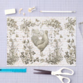 Antikes Vintages Rooster Beige Blumenschrift Seidenpapier (Handwerk)