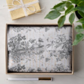 Antikes Vintages Rooster Graues Blumenbild Seidenpapier (Geschenk)