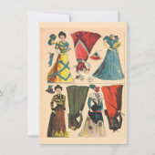 Antikes Vintages Viktorianisches Papierpuppenkleid Einladung (Vorderseite)