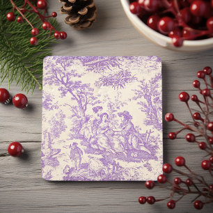 Antikes violettes Toile-de-Jouy-Motiv mit romantis Steinuntersetzer