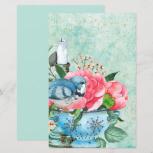 Antikes Vogelaquarell-Decoupage-Schrappbuchpapier