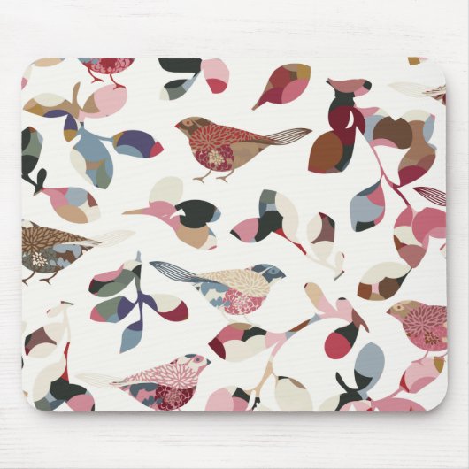 Antikes Vogeltapetenmuster Mousepad (Vorne)