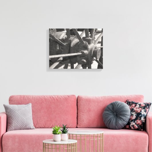 Antikes Wagenrad Leinwanddruck (Insitu (Wohnzimmer))